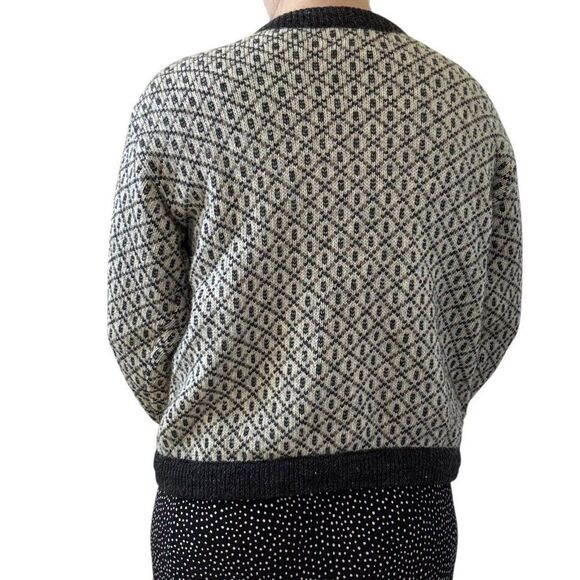 Vintage LL Bean Womens Gray Birdseye Wool Norwegian Nordic Fisherman Cardigan M - Picture 3 of 7